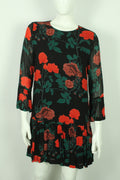 Second Hand GANNI Kleid Gr. 38 schwarz mehrfarbig geblümt Rosen (*)