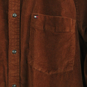 Second Hand TOMMY HILFIGER Cordhemd Gr. L braun Cord SLIM FIT langarm (*)
