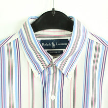 Laden Sie das Bild in den Galerie-Viewer, Second Hand RALPH LAUREN Hemd Gr. M weiß bunt gestreift CUSTOM FIT langarm (*)