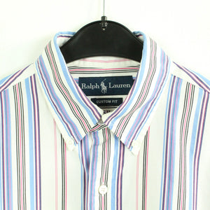 Second Hand RALPH LAUREN Hemd Gr. M weiß bunt gestreift CUSTOM FIT langarm (*)