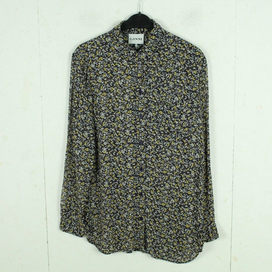 Second Hand GANNI Bluse Gr. S mehrfarbig geblümt oversized Mod: Allen Georgette (*)