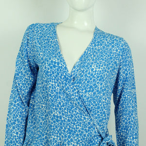 Second Hand SAMSOE SAMSOE Wickelbluse Gr. M blau weiß gemustert  (*)