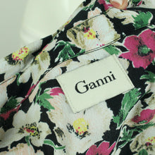 Laden Sie das Bild in den Galerie-Viewer, Second Hand GANNI Bluse Gr. M schwarz bunt geblümt  (*)