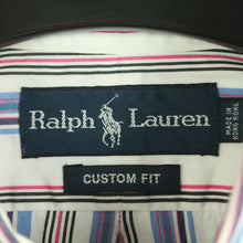 Laden Sie das Bild in den Galerie-Viewer, Second Hand RALPH LAUREN Hemd Gr. M weiß bunt gestreift CUSTOM FIT langarm (*)