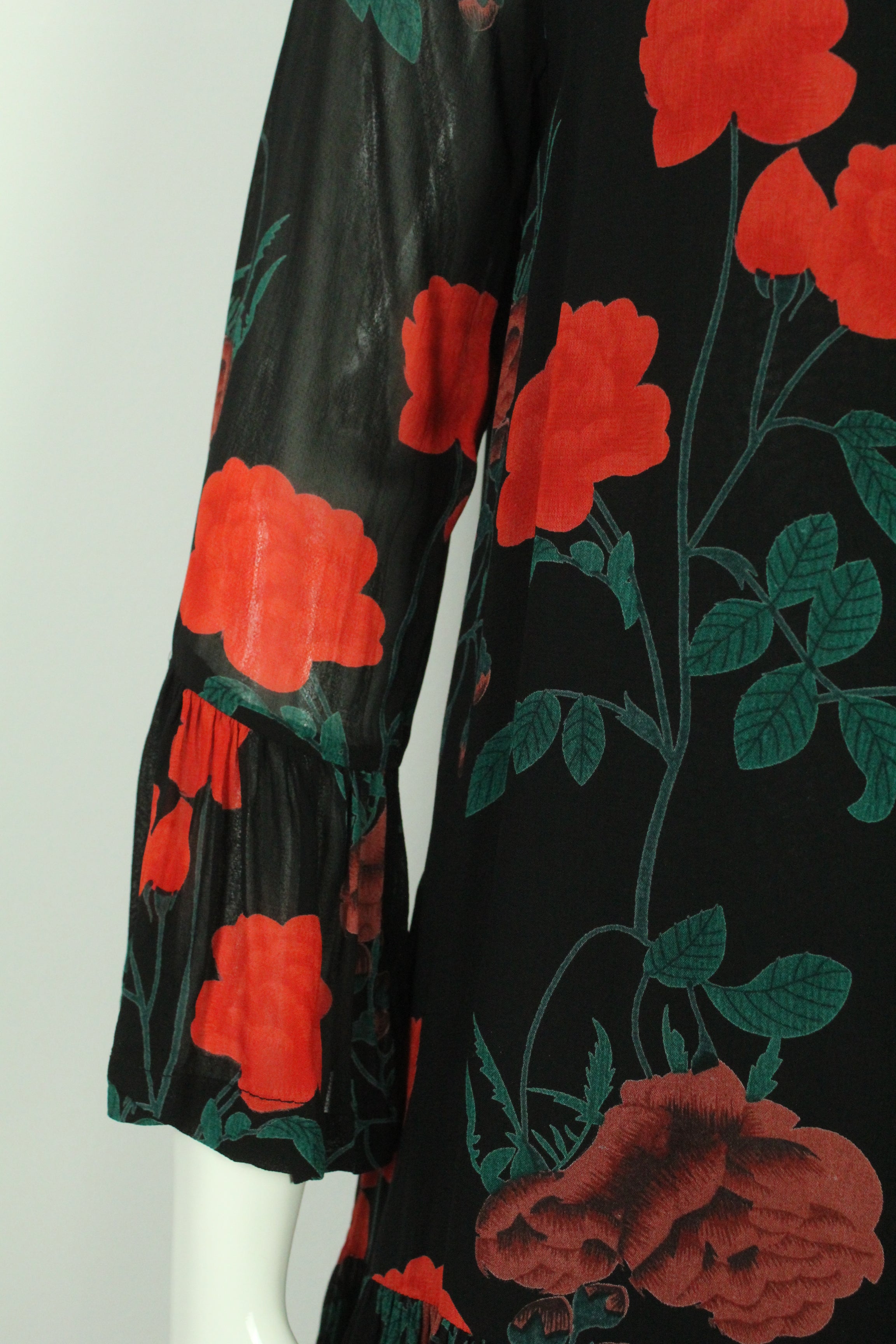 Second Hand GANNI Kleid Gr. 38 schwarz mehrfarbig geblümt Rosen (*)