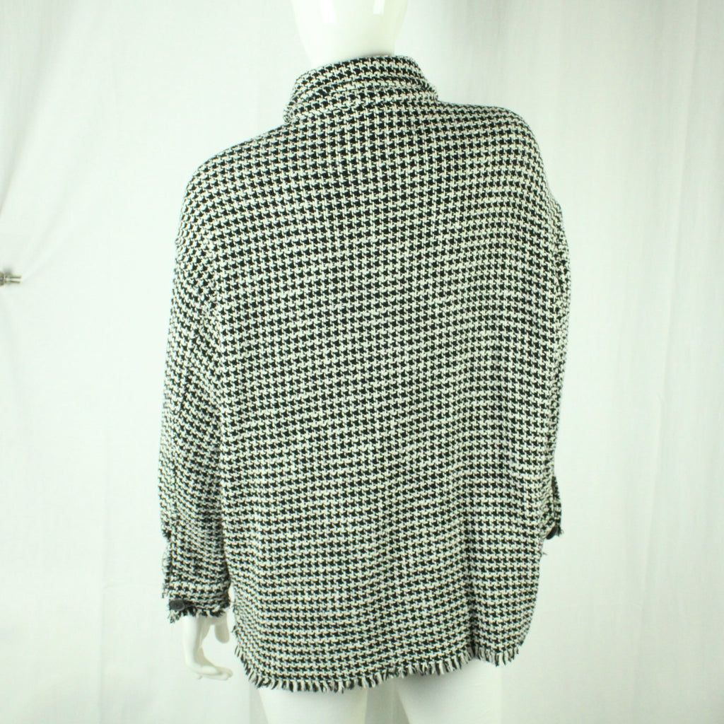 Second Hand ZARA Hemdjacke Gr. S weiß schwarz Hahnentritt (*)