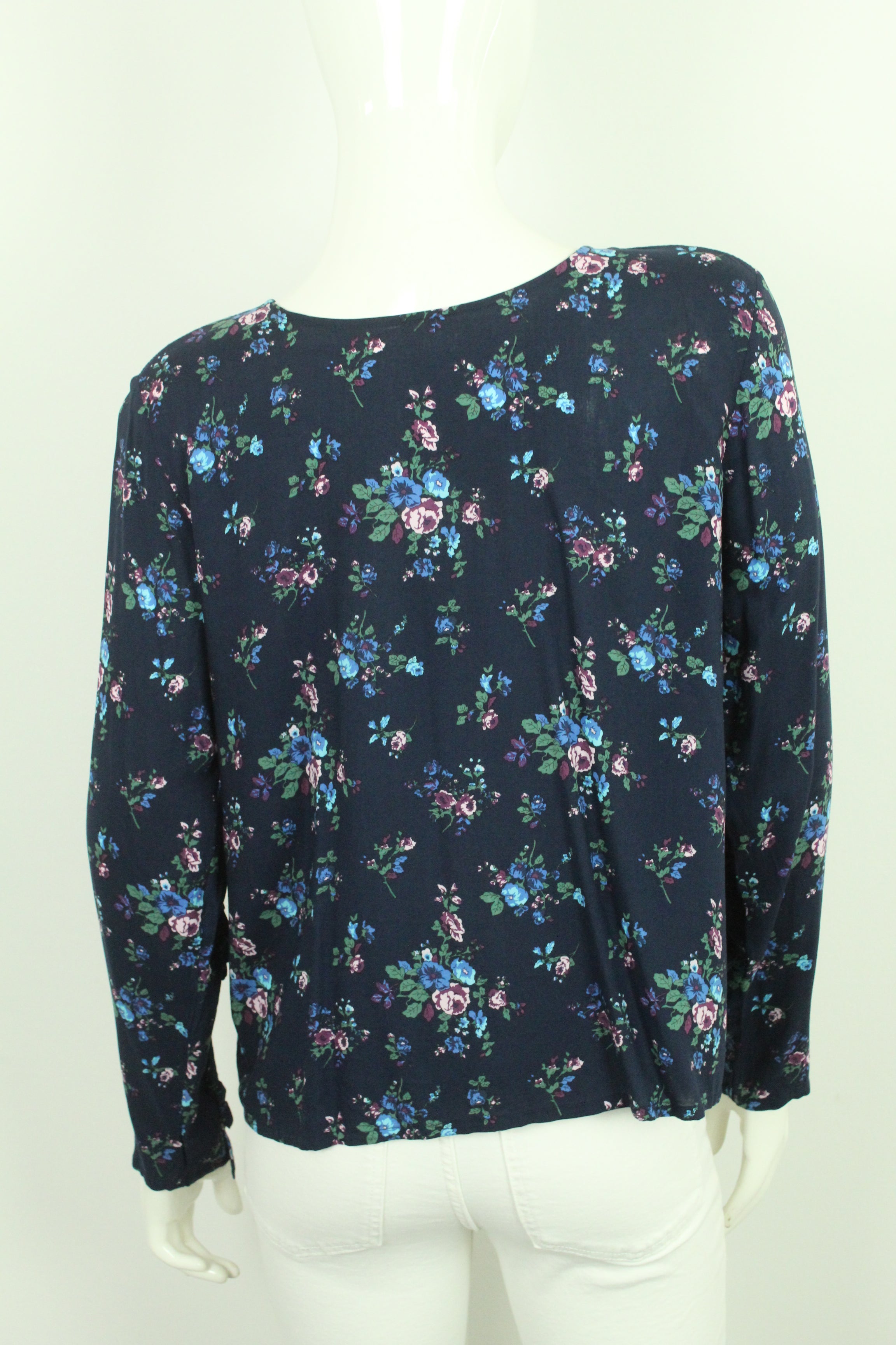 Second Hand MADS NORGAARD Bluse Gr. 38 dunkelblau geblümt (*)