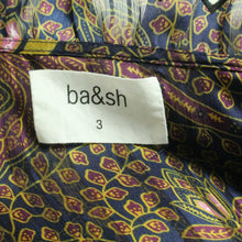 Laden Sie das Bild in den Galerie-Viewer, Second Hand BA&amp;SH Bluse Gr. L dunkelblau bordeaux gemustert Modell: DANILA  (*)
