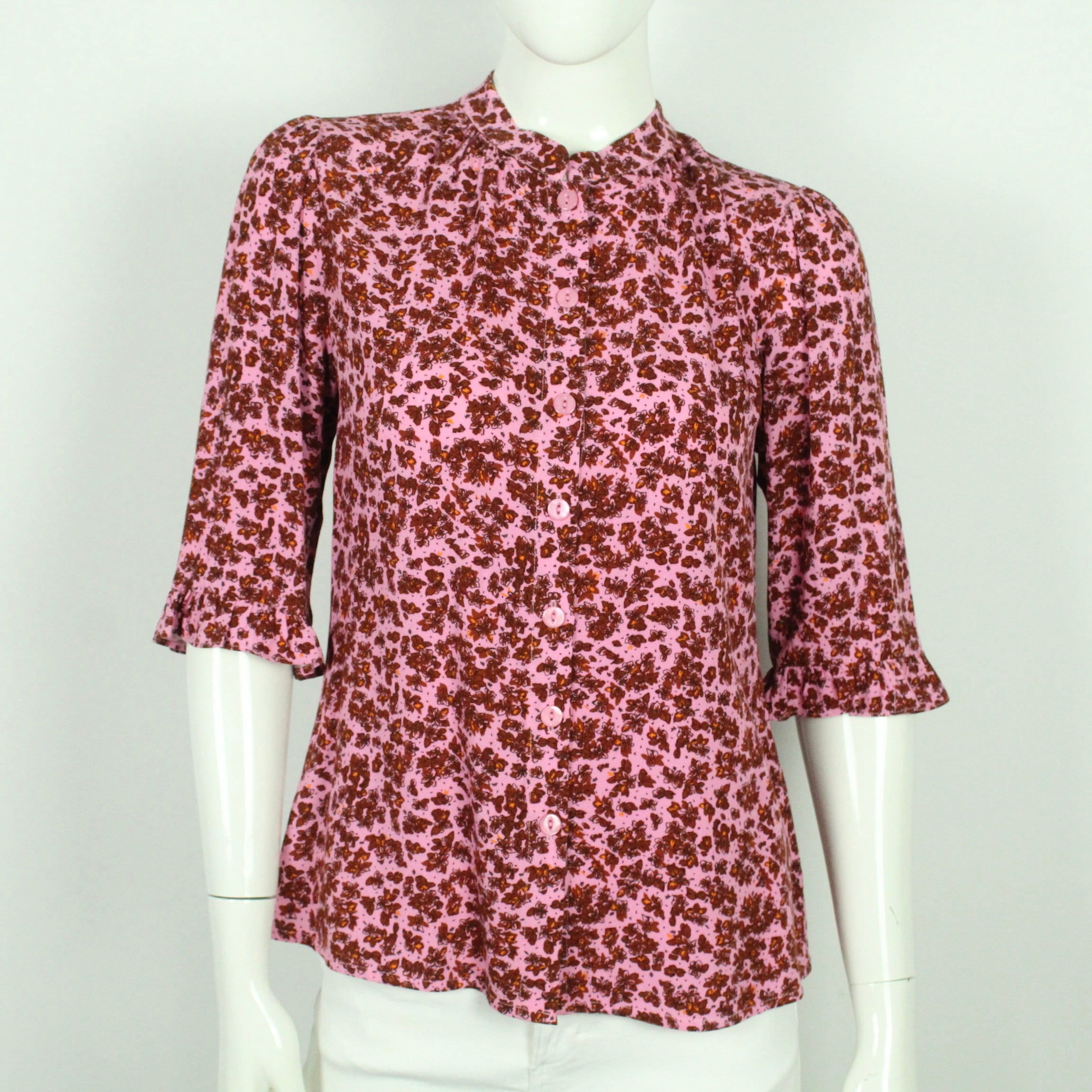 Second Hand NOA NOA Bluse Gr. 36 pink rot geblümt (*)