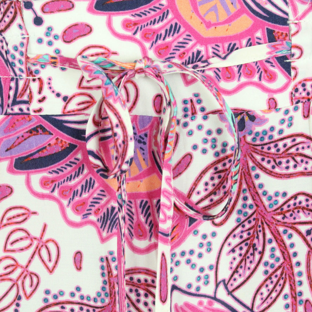 Second Hand DARLING HARBOUR Palazzohose Gr. 40 weiß pink gemustert (*)
