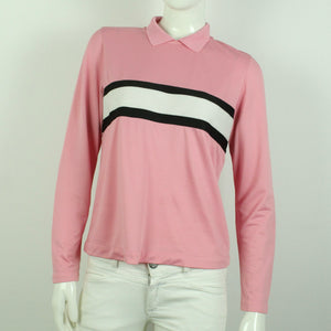 Second Hand GANNI Sweatshirt Gr. 38 rosa schwarz weiß Longsleeve mit Polokragen (*)