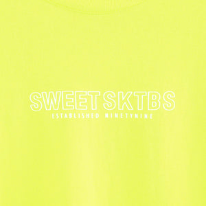 Second Hand SWEET SKTBS T-Shirt Gr. M gelb-grün mit Print (*)