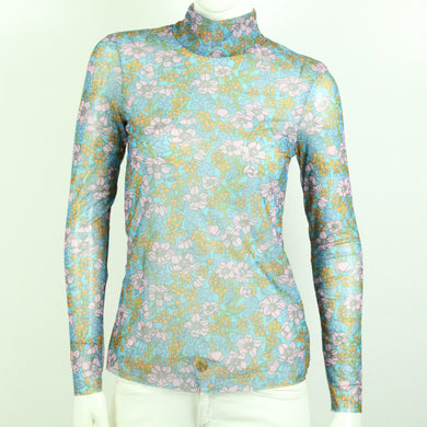 Second Hand BAUM UND PFERDGARTEN Mesh Shirt Gr. S blau floral gemustert  (*)