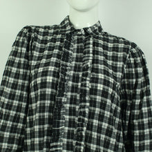 Laden Sie das Bild in den Galerie-Viewer, Second Hand GANNI Hemdbluse Gr. 38 schwarz weiß kariert  (*)