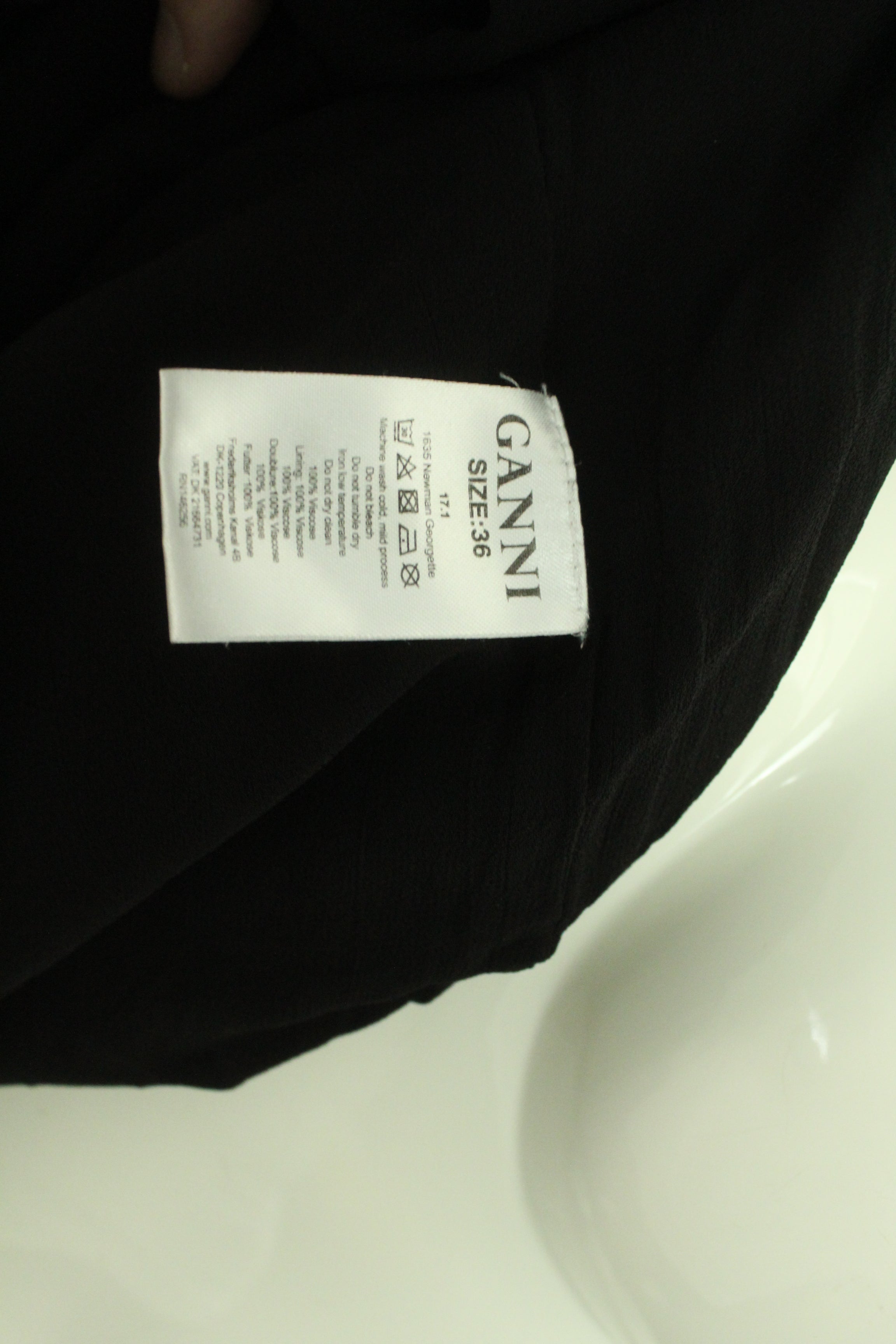 Second Hand GANNI Kleid Gr. 38 schwarz mehrfarbig geblümt Rosen (*)