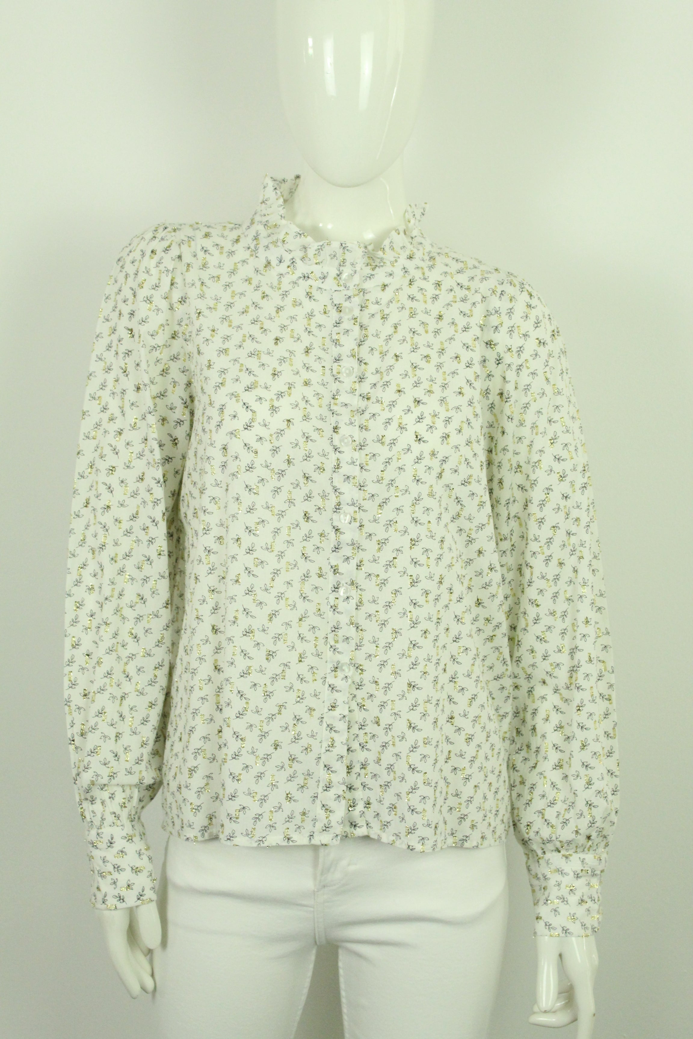 Second Hand LOLLYS LAUNDRY Bluse Gr. S weiß geblümt (*)