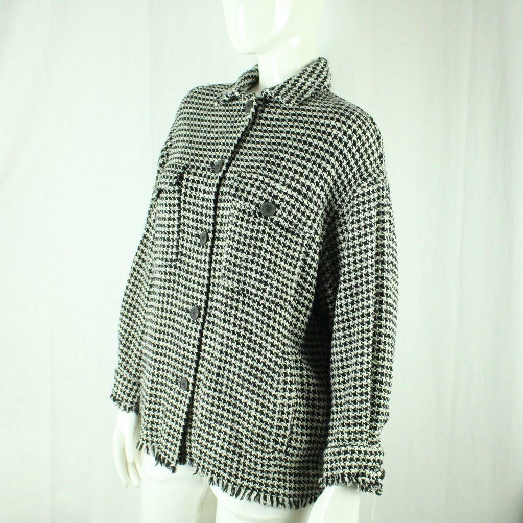 Second Hand ZARA Hemdjacke Gr. S weiß schwarz Hahnentritt (*)