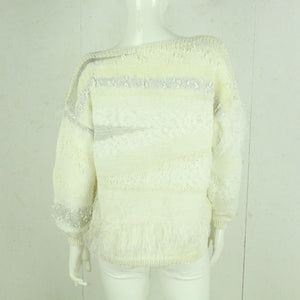 Vintage Pullover Female Gr. L beige grau Crazy Pattern Glitzer Strick