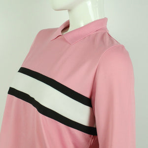 Second Hand GANNI Sweatshirt Gr. 38 rosa schwarz weiß Longsleeve mit Polokragen (*)
