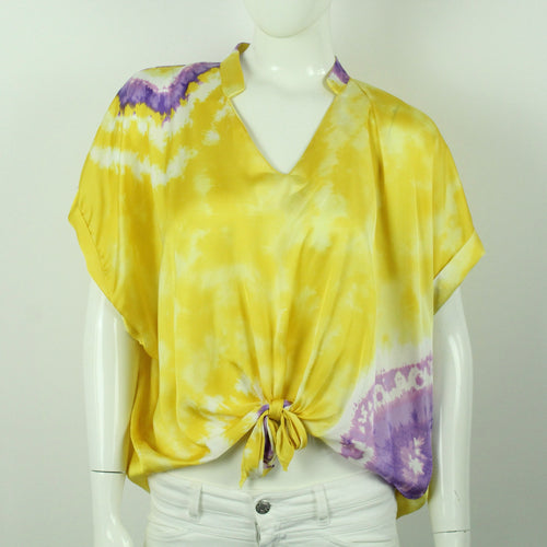 Second Hand SCARLET ROSE Bluse Gr. S/M gelb bunt Batik (*)
