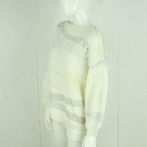 Vintage Pullover Female Gr. L beige grau Crazy Pattern Glitzer Strick