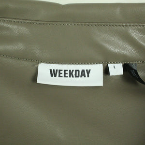 Second Hand WEEKDAY Kunstlederhemd Gr. L taupe uni Hemd (*)