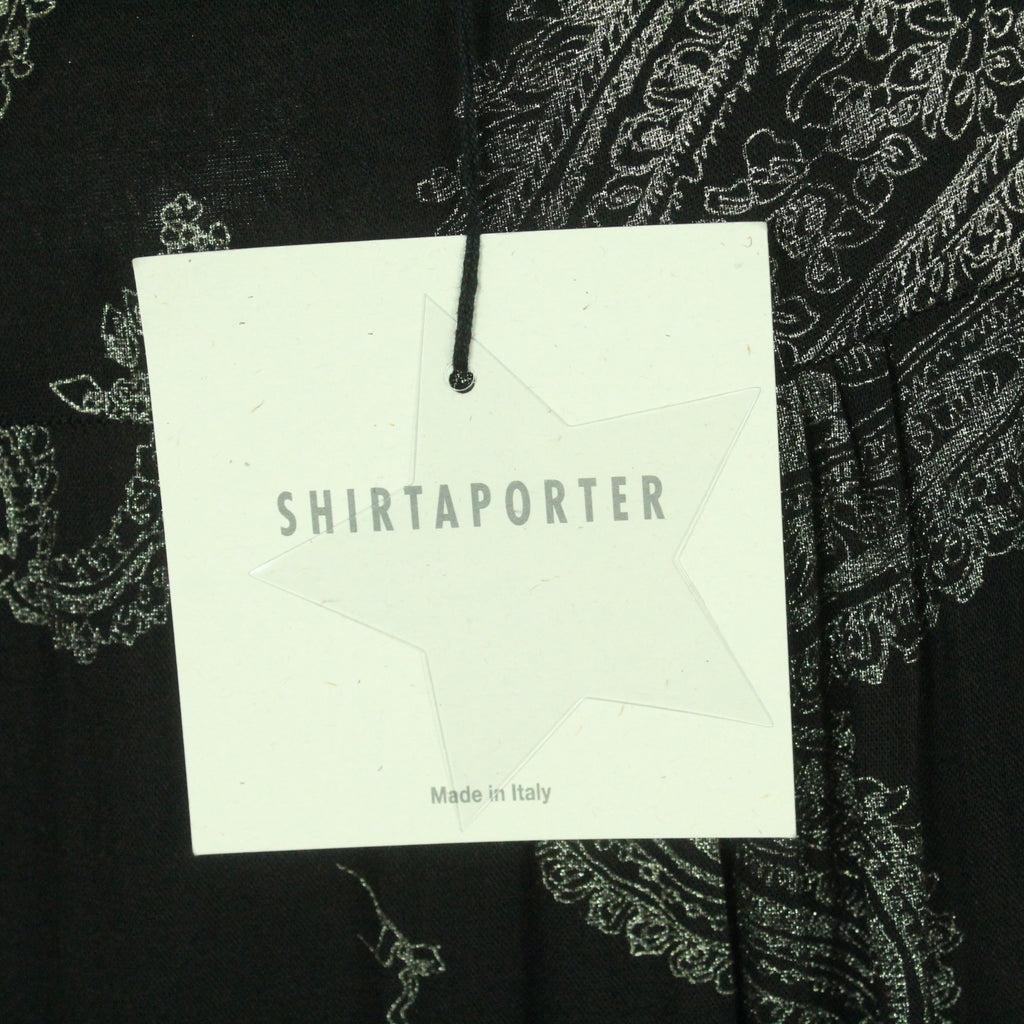 Second Hand Shirtaporter Midikleid Gr. dt. 38 ital. 44 schwarz silber Paisley Muster (*)