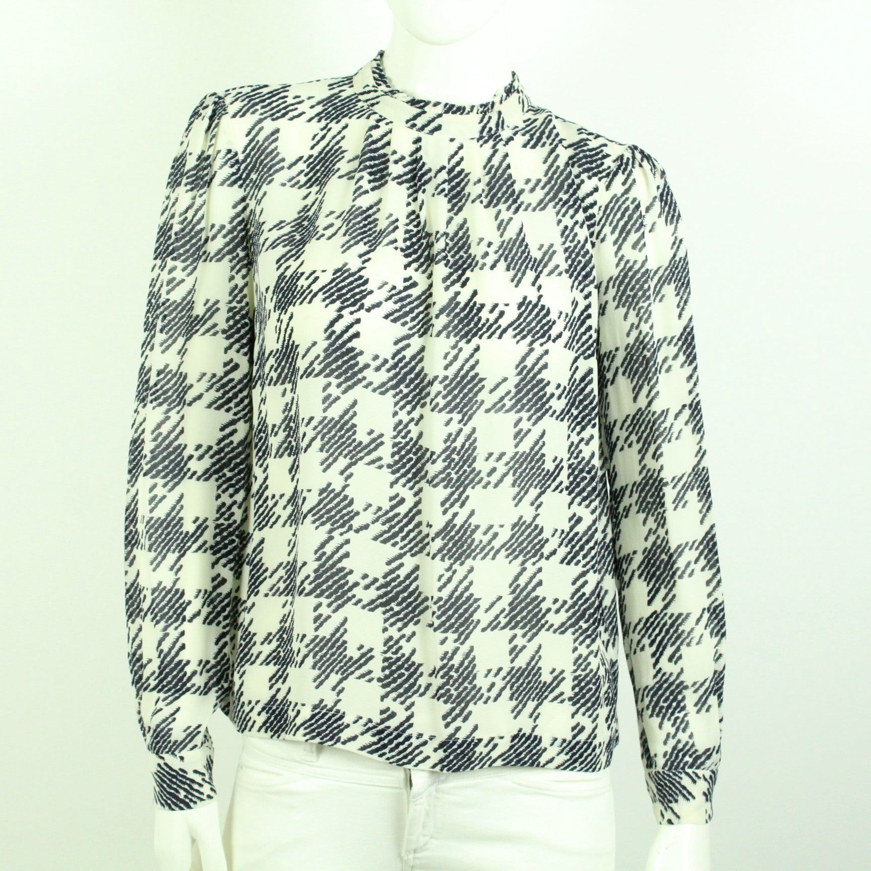 Second Hand BAUM UND PFERDGARTEN Bluse Gr. 40 weiß blau gemustert  (*)