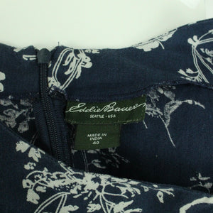 Second Hand EDDIE BAUER Midikleid Gr. 40 blau weiß geblümt Kleid mit Leinen (*)