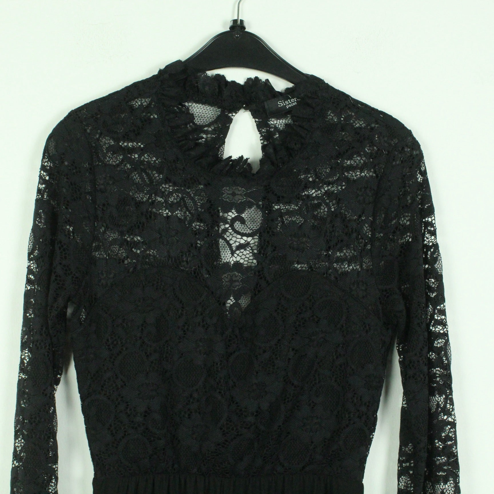 Second Hand SISTERS POINT Jumpsuit Gr. M schwarz Overall Spitze weites Bein (*)