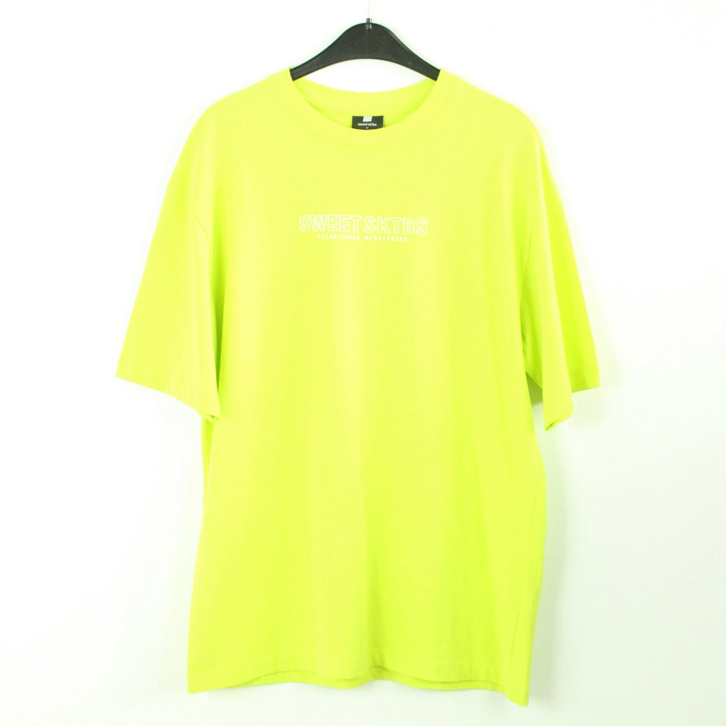 Second Hand SWEET SKTBS T-Shirt Gr. M gelb-grün mit Print (*)
