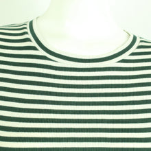 Laden Sie das Bild in den Galerie-Viewer, Second Hand MADS NORGAARD Longsleeve Gr. M Mod. Tuba grün creme gestreift (*)