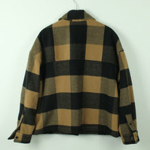 Laden Sie das Bild in den Galerie-Viewer, Second Hand ALL SAINTS Jacke mit Wolle Gr. 38 braun schwarz kariert (*)