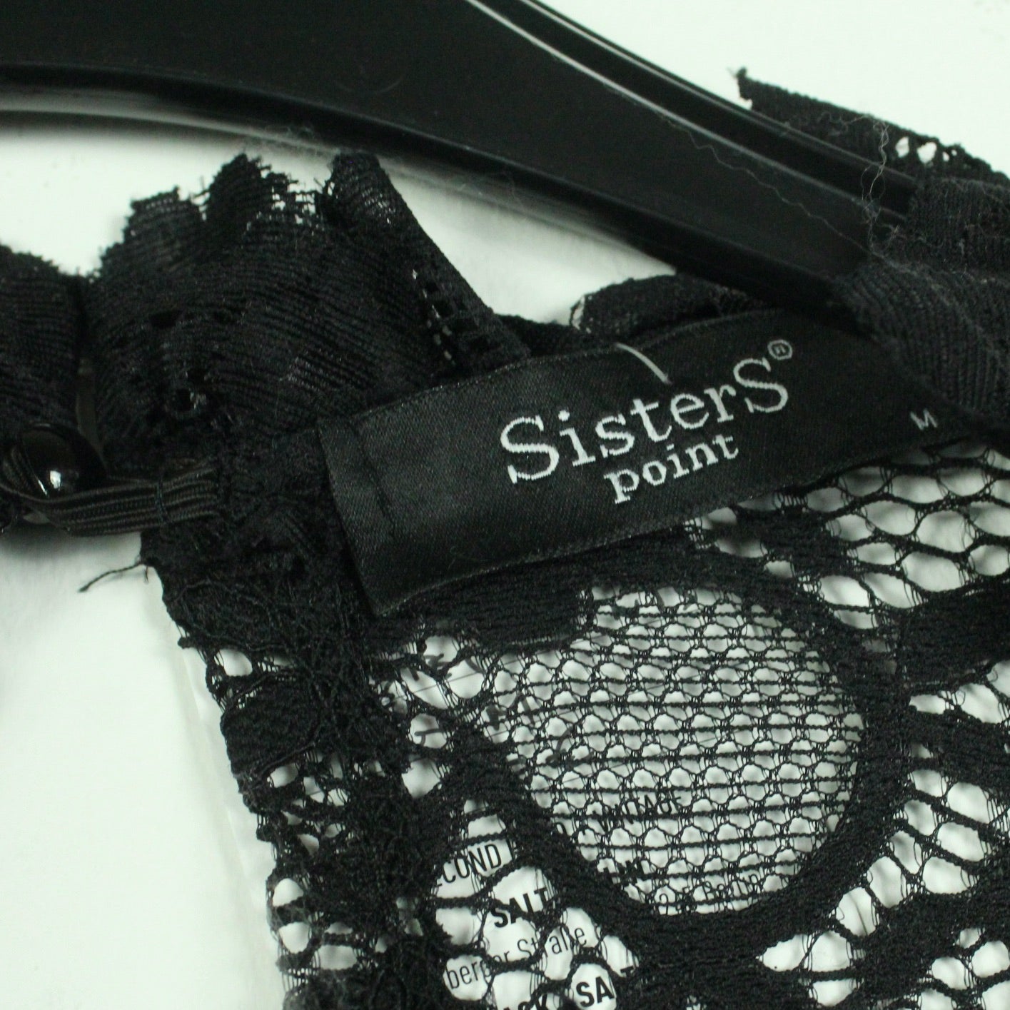 Second Hand SISTERS POINT Jumpsuit Gr. M schwarz Overall Spitze weites Bein (*)