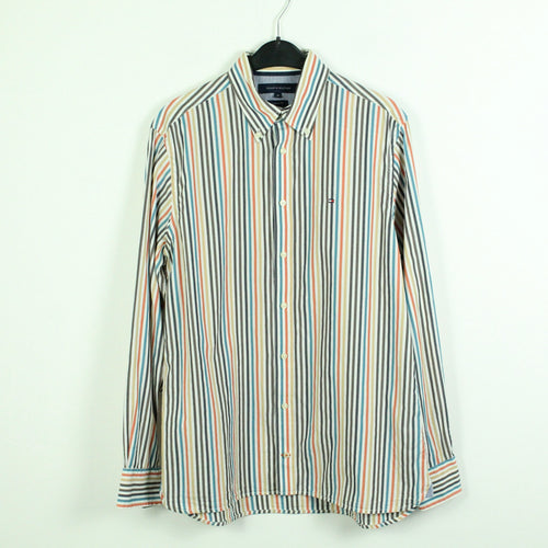 Second Hand TOMMY HILFIGER Hemd Gr. M weiß bunt gestreift langarm (*)