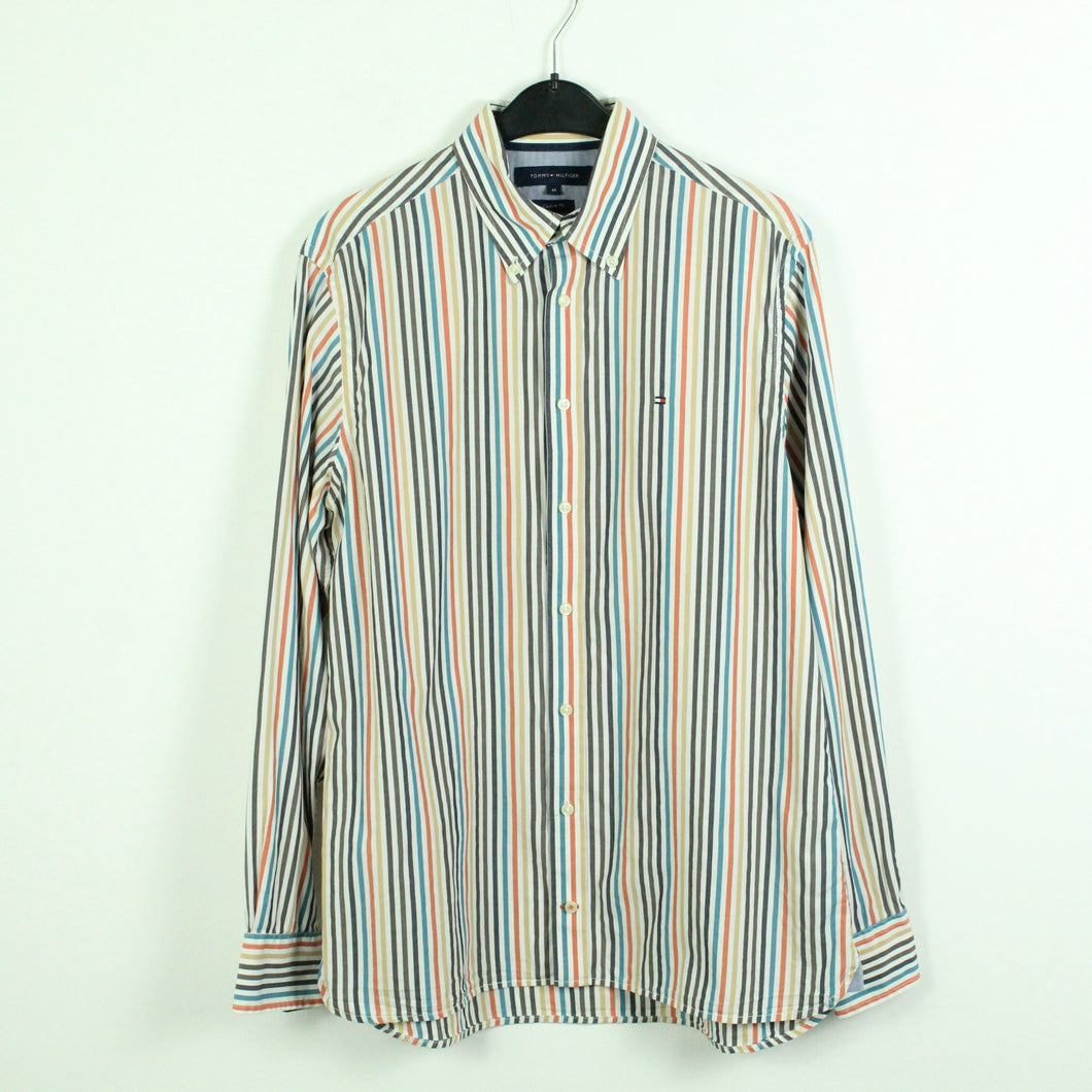 Second Hand TOMMY HILFIGER Hemd Gr. M weiß bunt gestreift langarm (*)