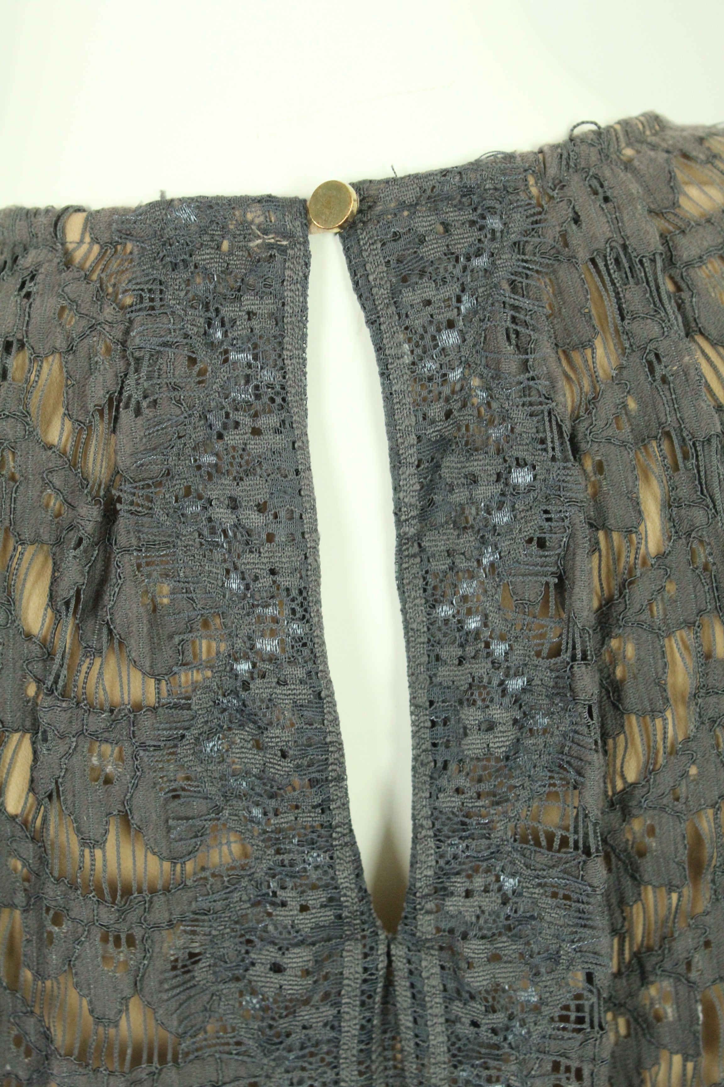 Second Hand DAY BIRGER ET MIKKELSEN Bluse Gr. 38 taupe Spitze (*)