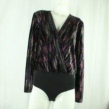 Laden Sie das Bild in den Galerie-Viewer, Second Hand EKSEPT Body Gr. M schwarz mehrfarbig Glitzer Samtbody (*)