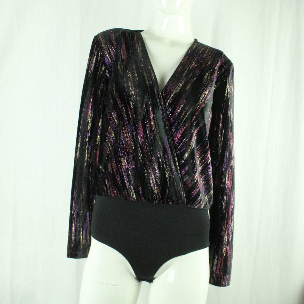 Second Hand EKSEPT Body Gr. M schwarz mehrfarbig Glitzer Samtbody (*)