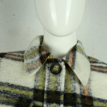 Laden Sie das Bild in den Galerie-Viewer, Second Hand PIECES Mantel mit Wolle Gr. S schwarz orange gelb kariert (*)
