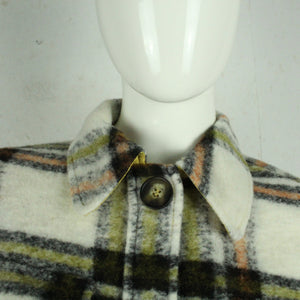 Second Hand PIECES Mantel mit Wolle Gr. S schwarz orange gelb kariert (*)