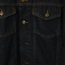 Laden Sie das Bild in den Galerie-Viewer, Second Hand SONIUSH Jeansjacke Gr. L blau mit Backprint (*)
