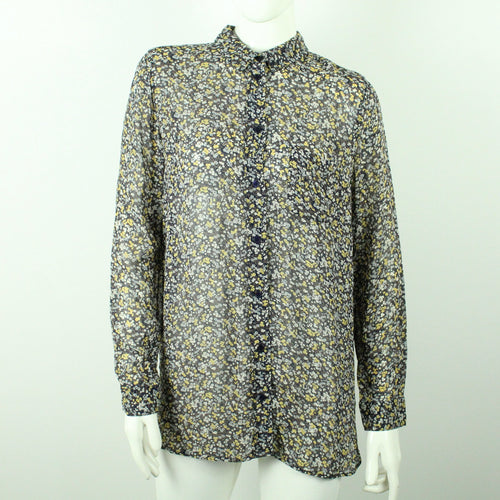 Second Hand GANNI Bluse Gr. L mehrfarbig geblümt oversized Mod. Allen Georgette (*)