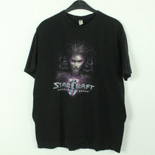 Laden Sie das Bild in den Galerie-Viewer, Vintage STARCRAFT 2 T-Shirt Gr. L schwarz mit Print und Backprint BLIZZARD (*)