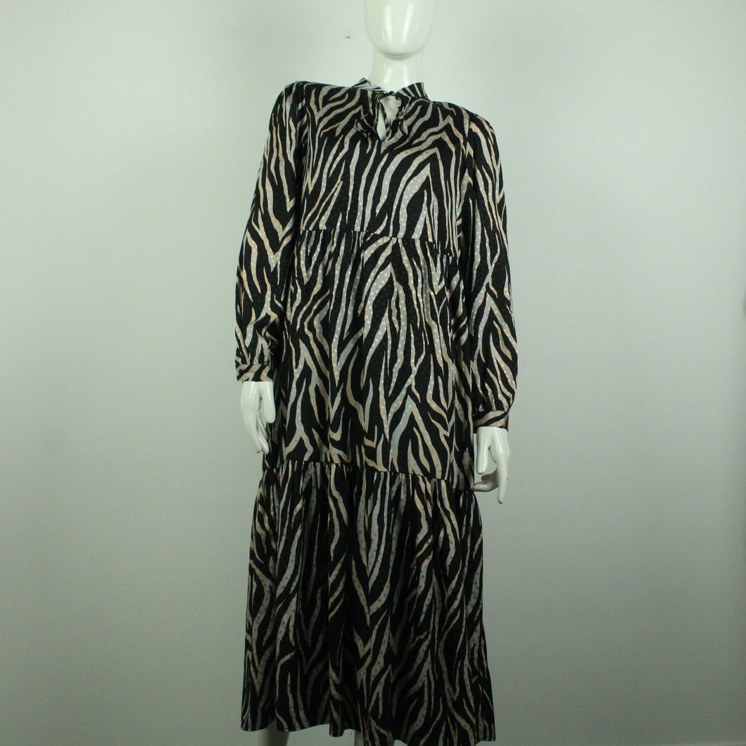 Second Hand GESTUZ Maxikleid Gr. 36 schwarz mehrfarbig Animalprint (*)