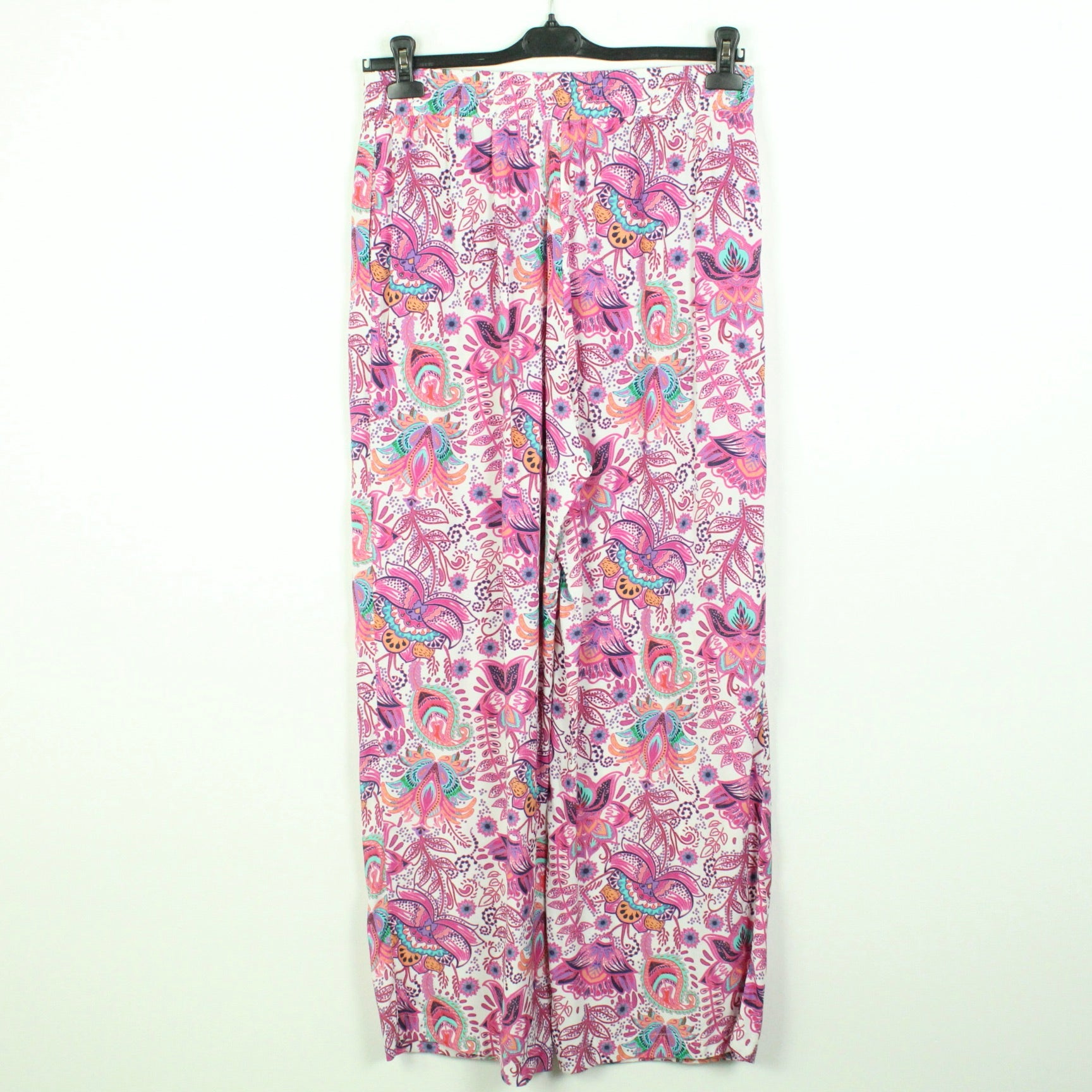 Second Hand DARLING HARBOUR Palazzohose Gr. 40 weiß pink gemustert (*)