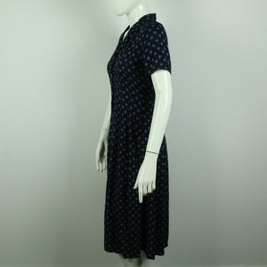 Vintage Midikleid Gr. M blau weiß gemustert Kleid (*)