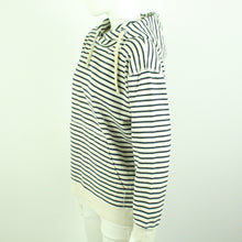 Laden Sie das Bild in den Galerie-Viewer, Second Hand MADS NORGAARD Hoodie Gr. L weiß blau gestreift Sweatshirt (*)