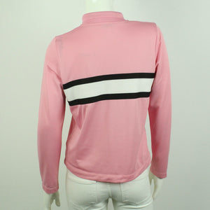Second Hand GANNI Sweatshirt Gr. 38 rosa schwarz weiß Longsleeve mit Polokragen (*)