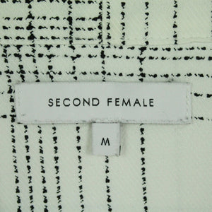 Second Hand SECOND FEMALE Bluse Gr. M weiß schwarz abstrakt gemustert (*)